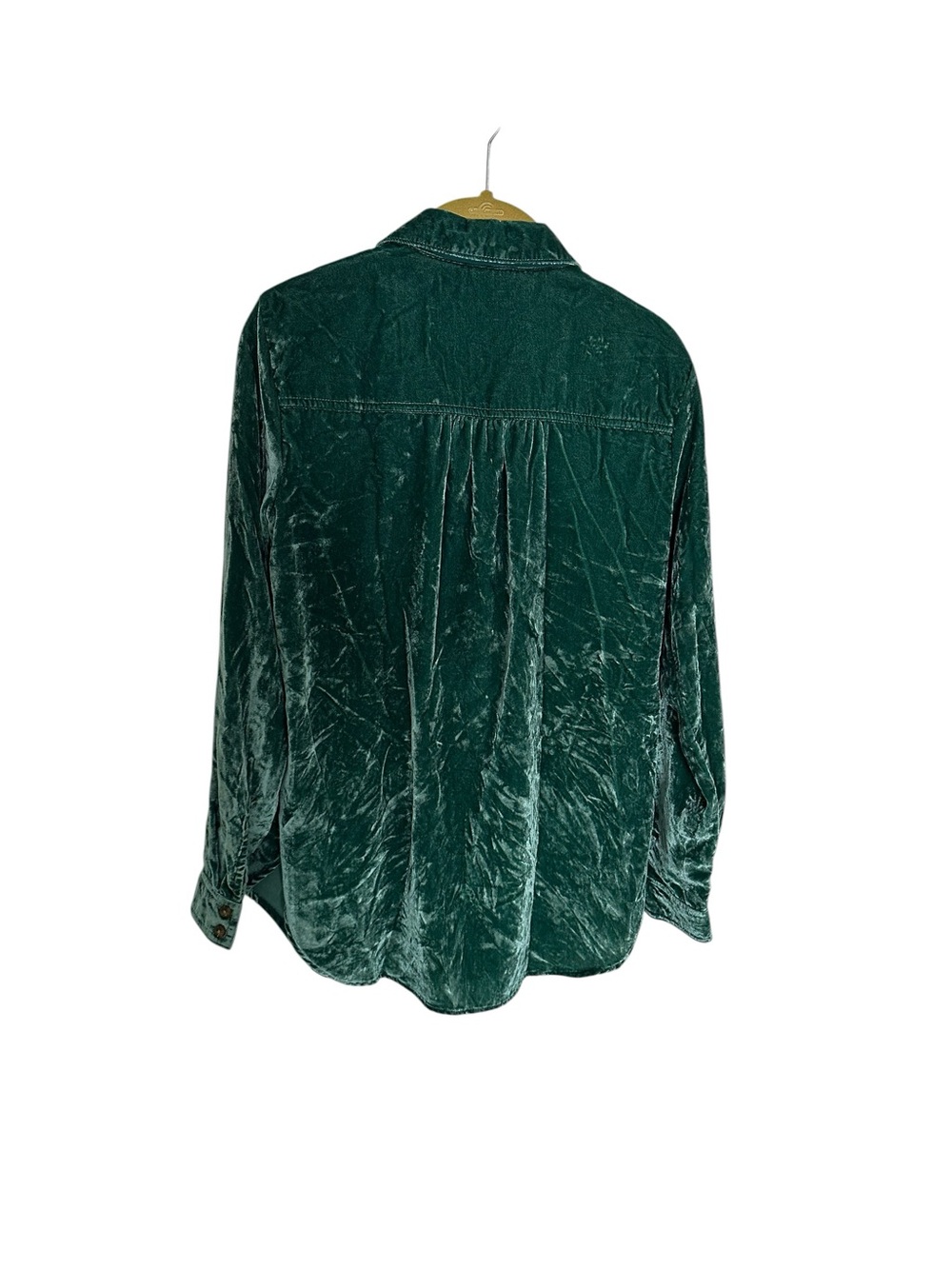 Anthropologie Pilcro Green Velvet Button-Up Shirt XXS - Picture 3 of 5